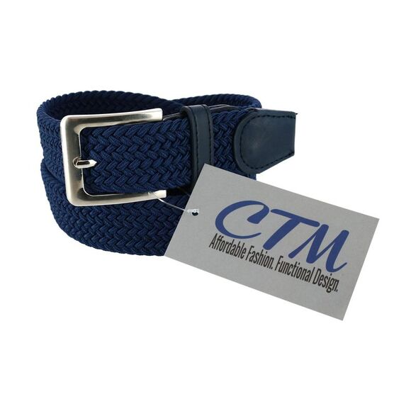 CTM Men's Big & Tall Elastic Braided Stretch Belt with Silver Buckle - Picture 3 of 4
